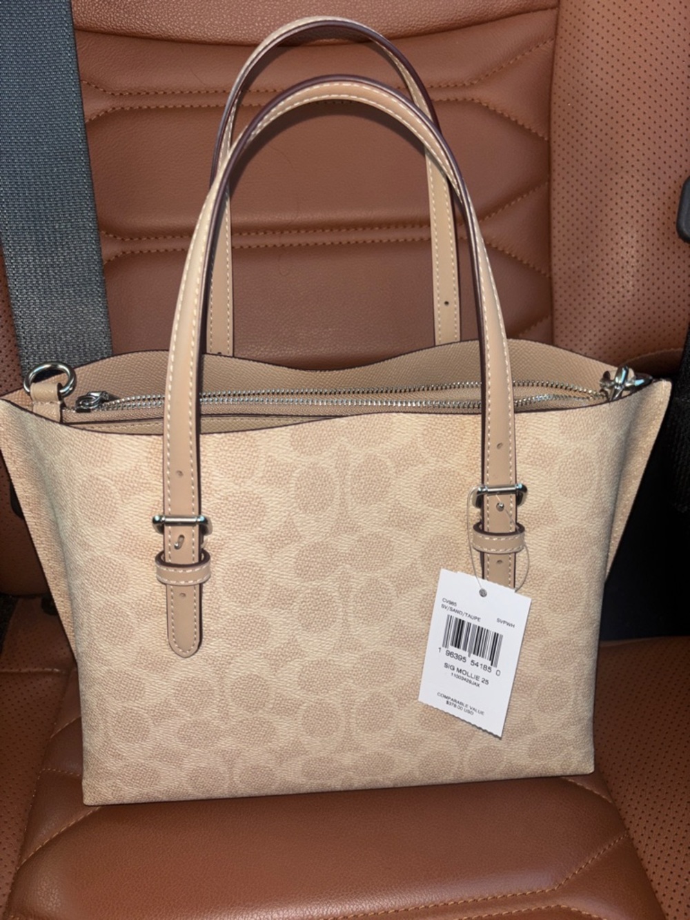 Coach Mollie 25 Tote in Signature Sand Canvas - Picture 9 of 15